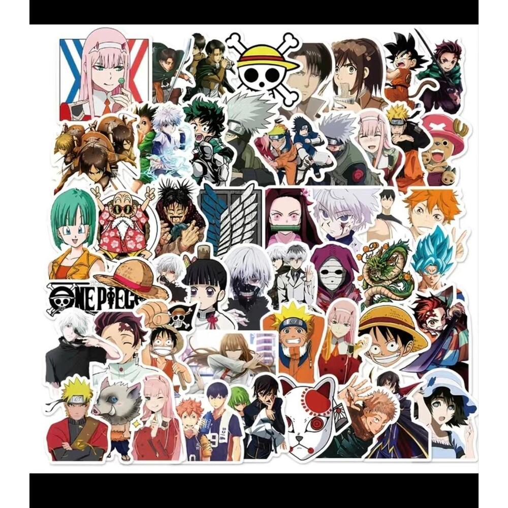50 Non-Repeating Unique Anime Sticker Collection